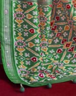 Ikat Print Saree with Contrast Zari Border - Image 2
