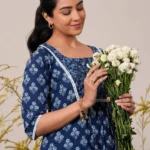 Indigo Printed Cotton A-Line Kurti