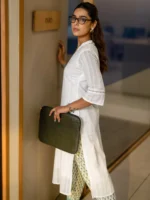 White Printed Cotton Straight Kurta - Image 4