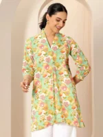 Multicoloured Printed Cotton Blend Straight Short Kurti - Image 2