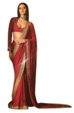 Saree For Women Faux Georgette Fabric Saree With multi color embroidery sequins border with sequencing lining work in body