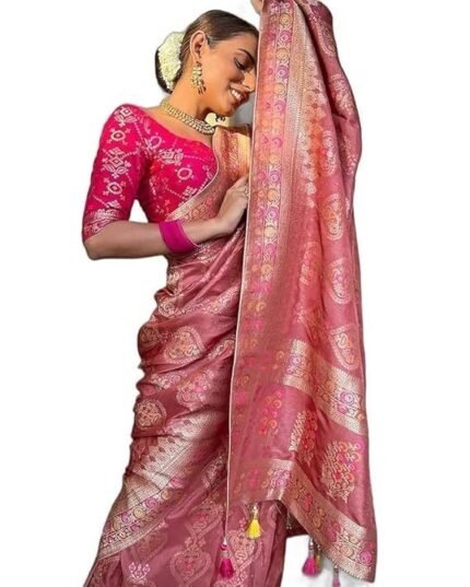 Pure Kanjivaram Soft Banarasi Silk Saree For Women & Girls With Unstitched Heavy Blouse Piece
