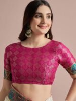 Off White Woven Viscose Saree with Unstitched Blouse - Image 4