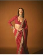 Saree For Women Faux Georgette Fabric Saree With multi color embroidery sequins border with sequencing lining work in body - Image 2