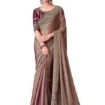 Women's Multicolor Satin Embroidered Saree With Unstitched Blouse