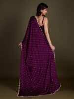 Women's Satin Georgette Siroski Work Saree with Blouse Piece - Image 2