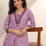 Lavender Woven Cotton Blend A-Line Kurta