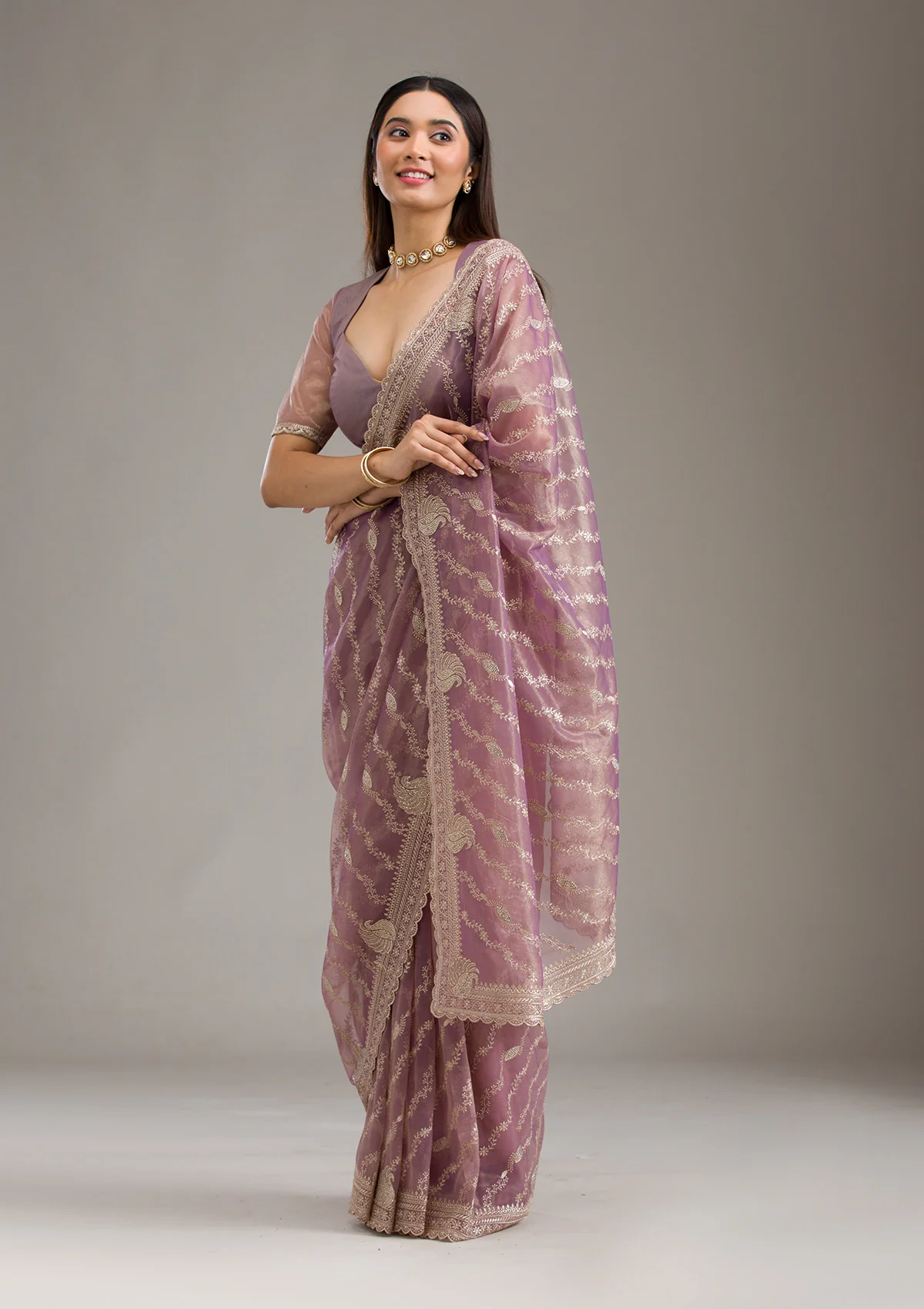 SAUS0040036_PURPLE_6.webp Purple Zariwork Art Silk Saree - Image 1