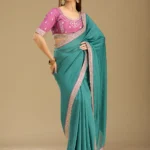 Sea Green Zariwork (Gold) Soft Raw Silk Saree