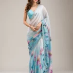 Sky Blue Stonework Satin Saree